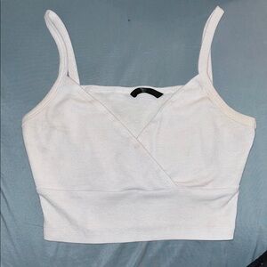 SHEIN White Wrap Crop Tank Top
